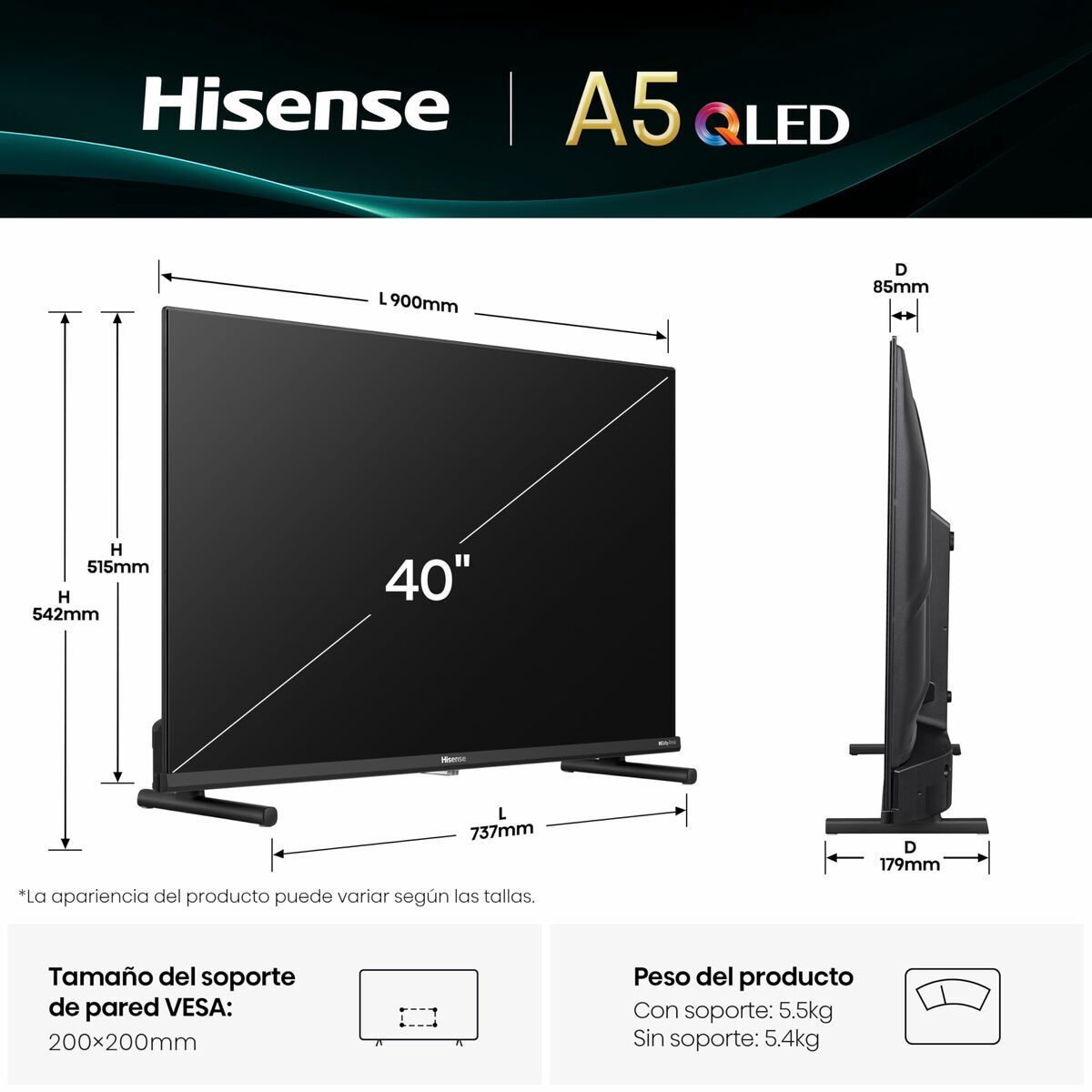 Smart Tv Hisense 40a5q 40" Full Hd Hdr Hdr10 Qled - Image 6