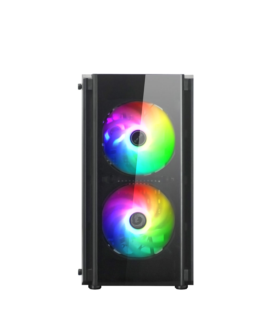 Nuwo Micro Case Atx Blitz R28 0.5mm Spcc Usb3.0/2.0 3 Fan 12cm Argb Rainbow Front Mesh Side Glass  N