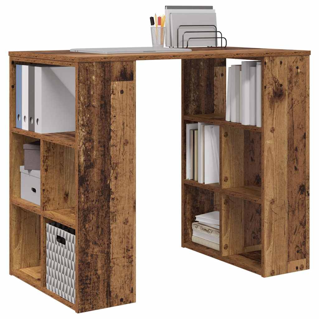 vidaXL Escritorio con estante Madera envejecida 90 x 50 x 75 cm - Image 3