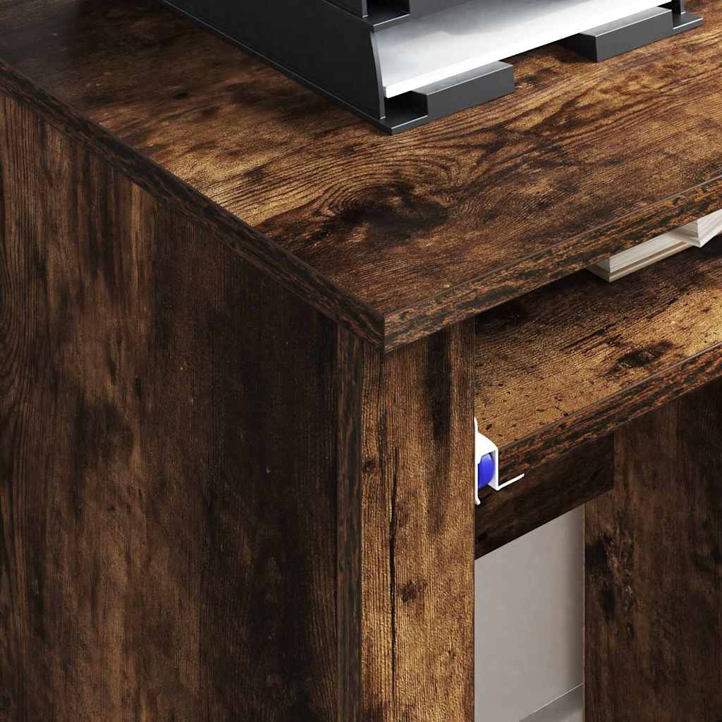 vidaXL Tisch mit Rädern mit Regal Geräucherte Eiche 91 x 50 x 77 cm - Image 4