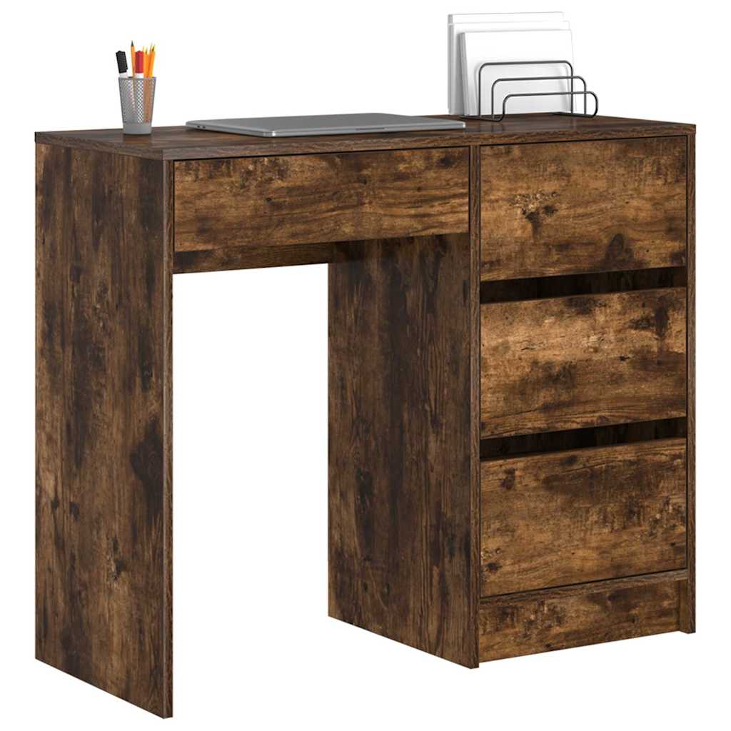 vidaXL Schreibtisch Geräucherte Eiche 90 x 37,5 x 75 cm Holzwerkstoff - Image 3