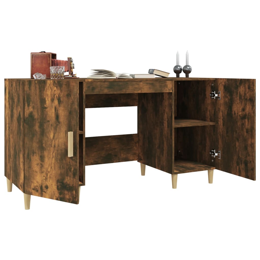 vidaXL Escritorio madera contrachapada roble ahumado 140x50x75 cm - Image 5
