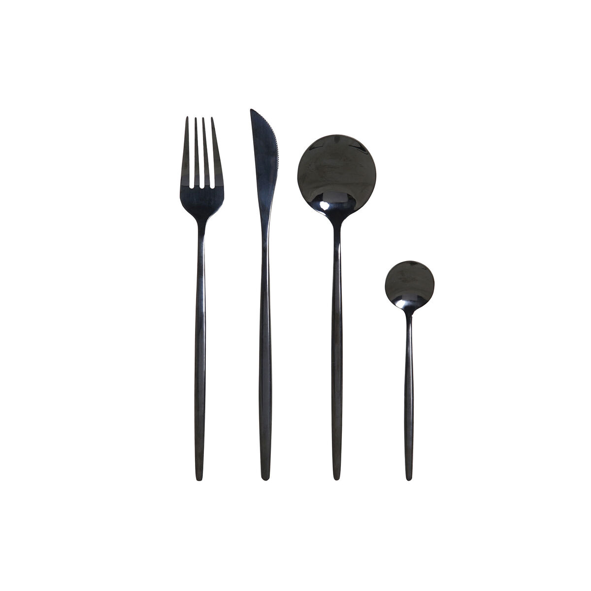 Servizio di Posate in Acciaio Inossidabile DKD Home Decor Nero Acciaio inossidabile 3 x 1,5 x 13 cm 16 Pezzi