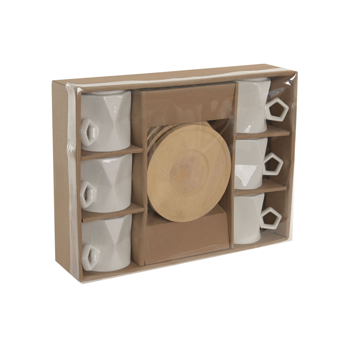 Set di 6 Tazze con Piatto Home ESPRIT Bianco Porcellana 180 ml - Image 4