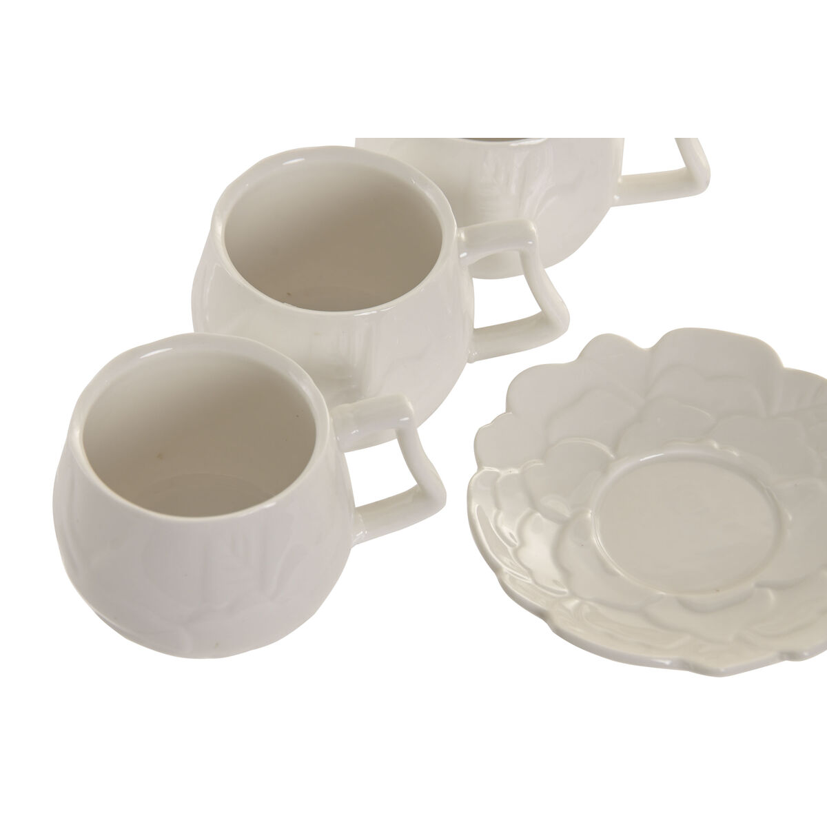 Set di 6 Tazze con Piatto Home ESPRIT Bianco Porcellana 120 ml - Image 3