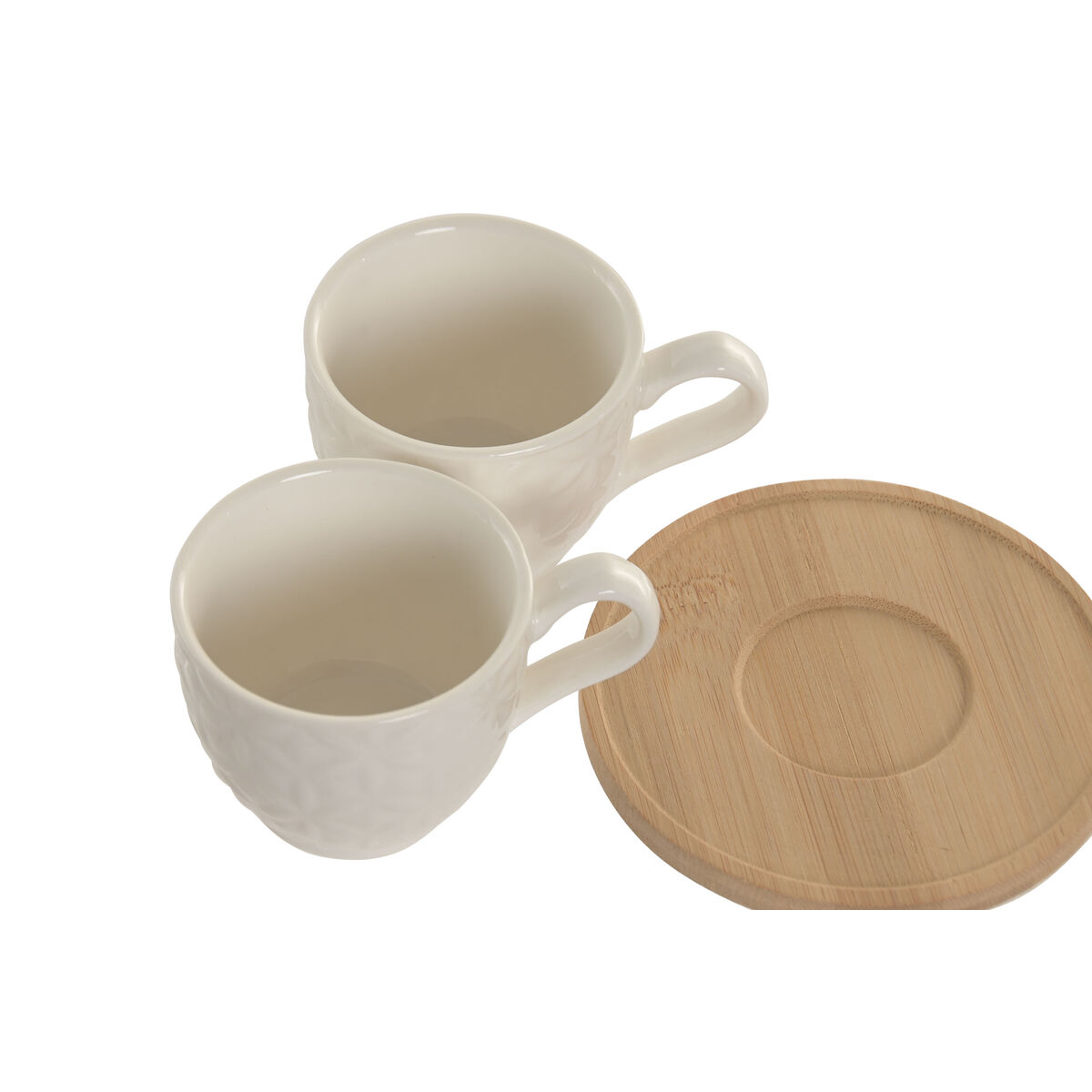 Set di 6 Tazze con Piatto Home ESPRIT Bianco Bambù Porcellana 90 ml - Image 3