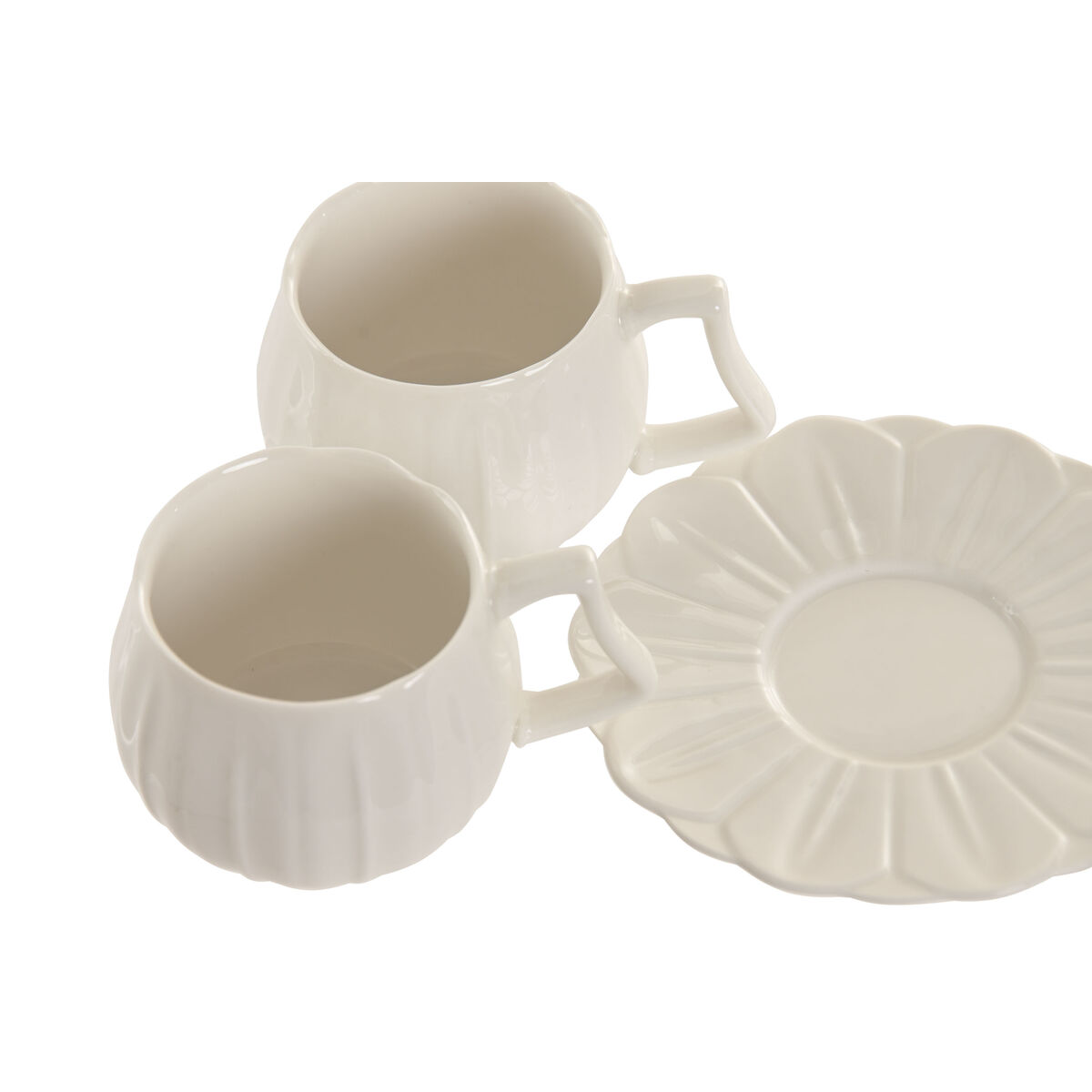 Set di 6 Tazze con Piatto Home ESPRIT Bianco Porcellana 120 ml - Image 3