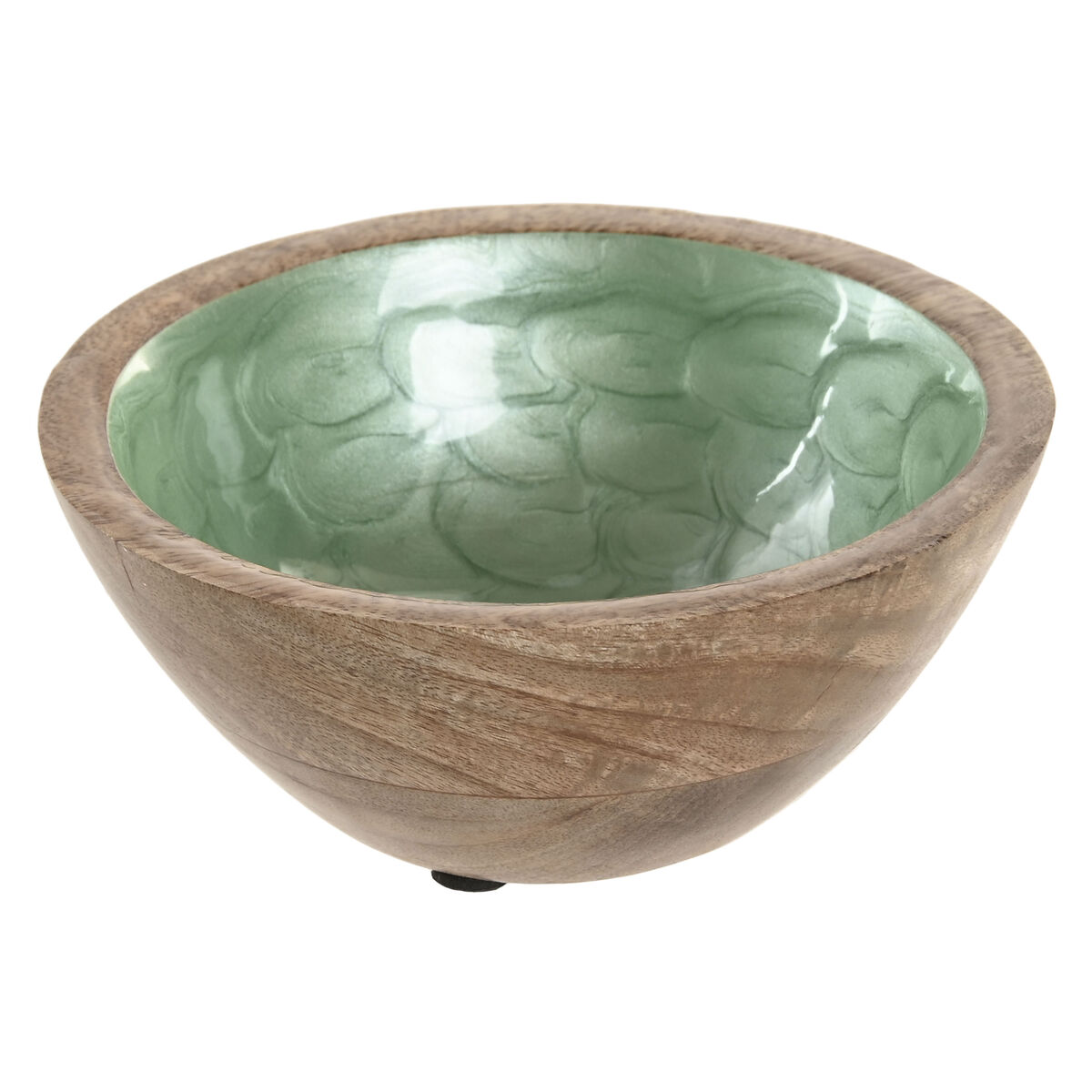 Ciotola per Aperitivi Home ESPRIT Verde Naturale Legno di mango Moderno Laccato 15 x 15 x 6,5 cm