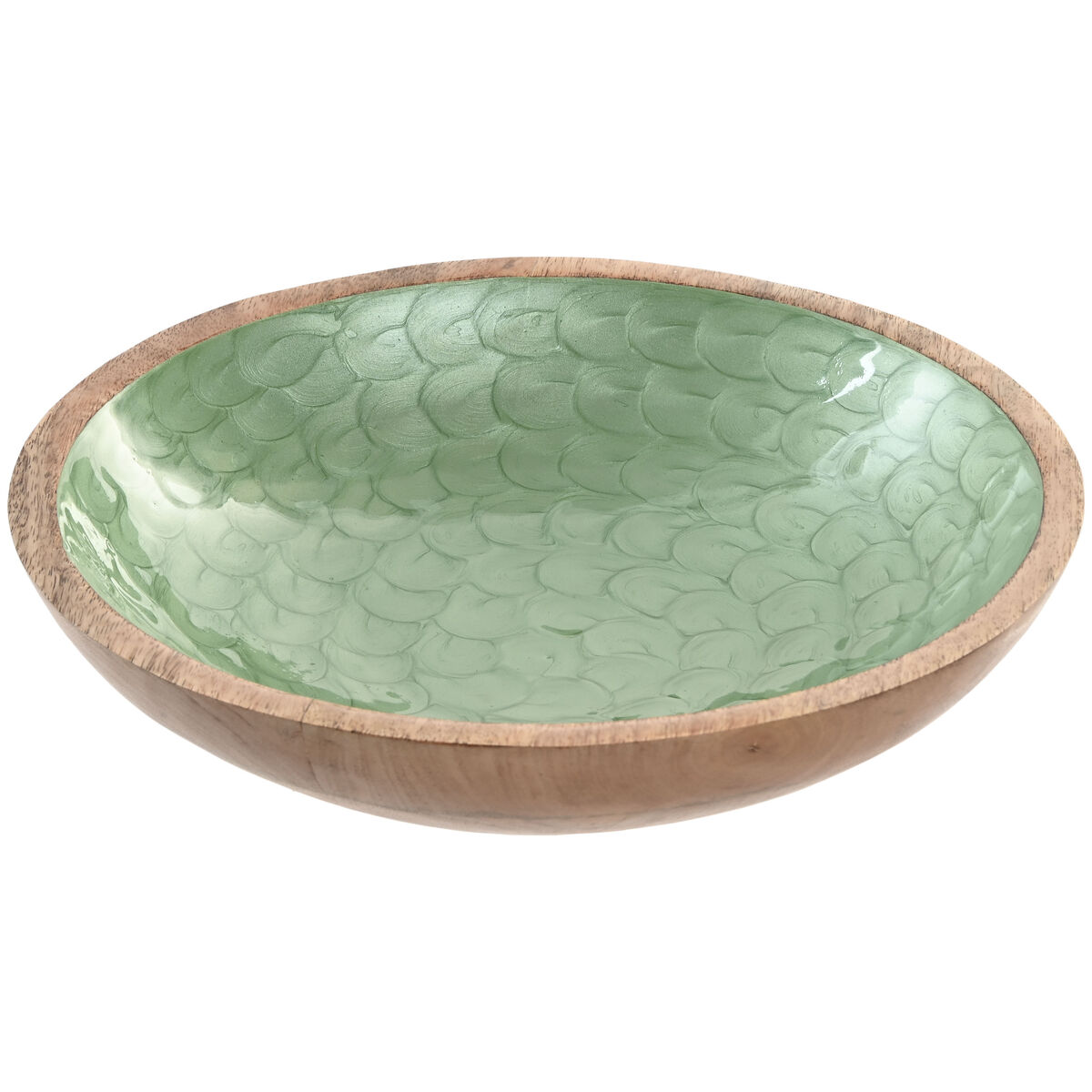 Ciotola per Aperitivi Home ESPRIT Verde Naturale Legno di mango Moderno Laccato 30 x 30 x 7 cm
