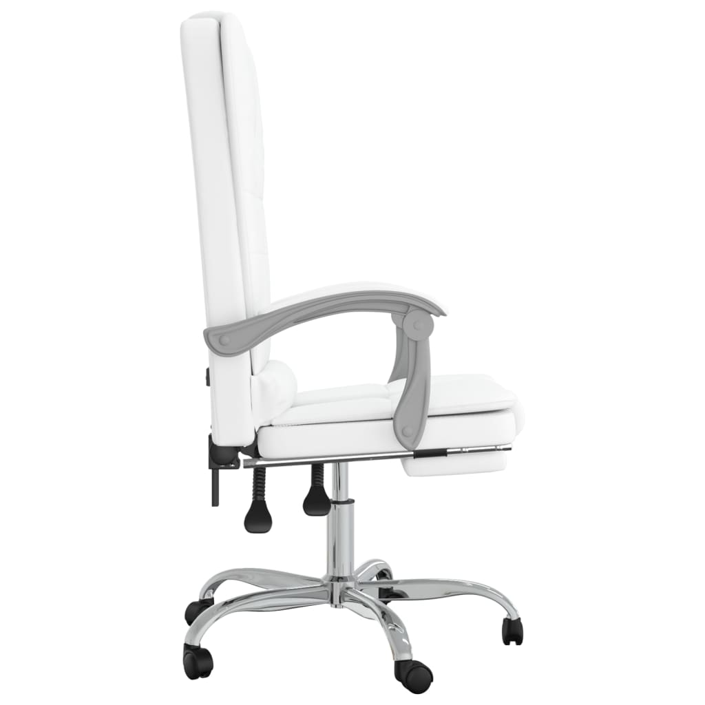 vidaXL Fauteuil de massage inclinable de bureau Blanc Similicuir - Image 4