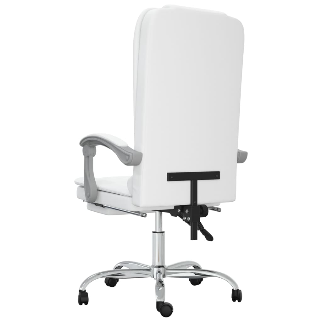 vidaXL Fauteuil de massage inclinable de bureau Blanc Similicuir - Image 5