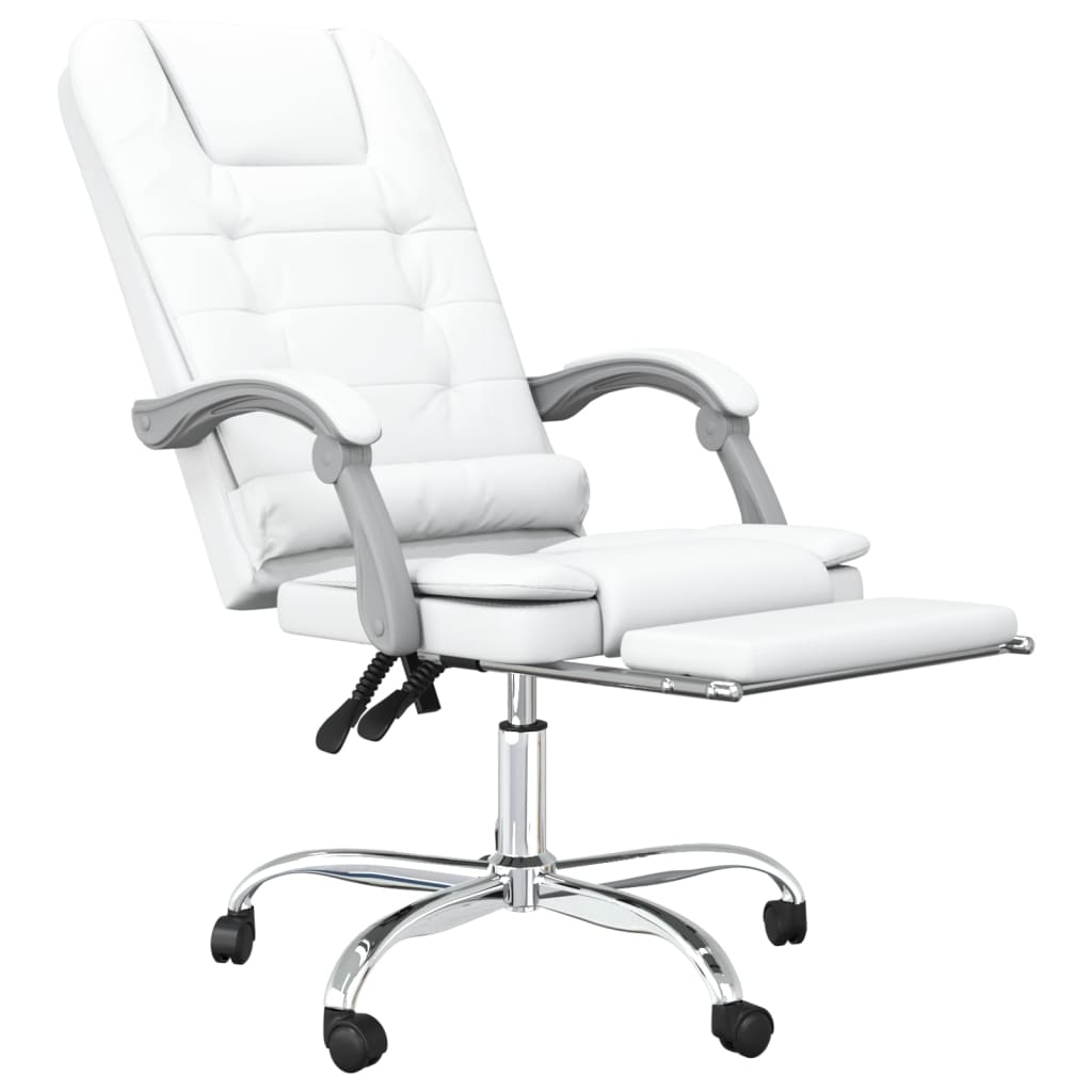 vidaXL Fauteuil de massage inclinable de bureau Blanc Similicuir - Image 6