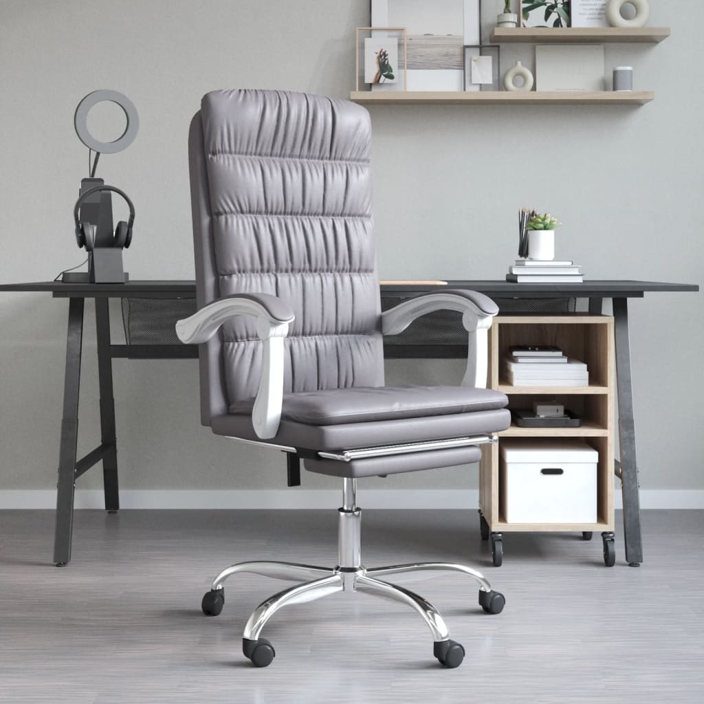 vidaXL Fauteuil inclinable de bureau Gris Similicuir