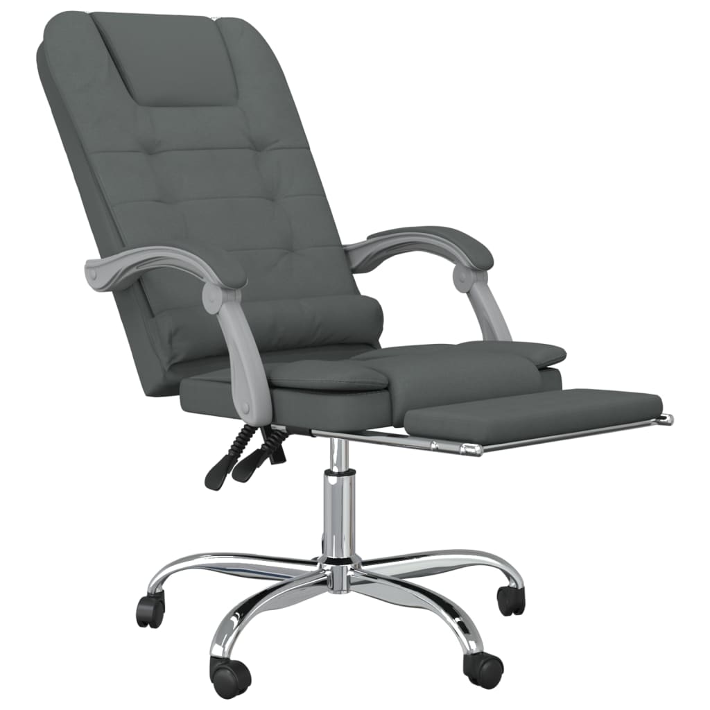 vidaXL Silla de oficina reclinable con masaje de tela gris oscuro - Image 6