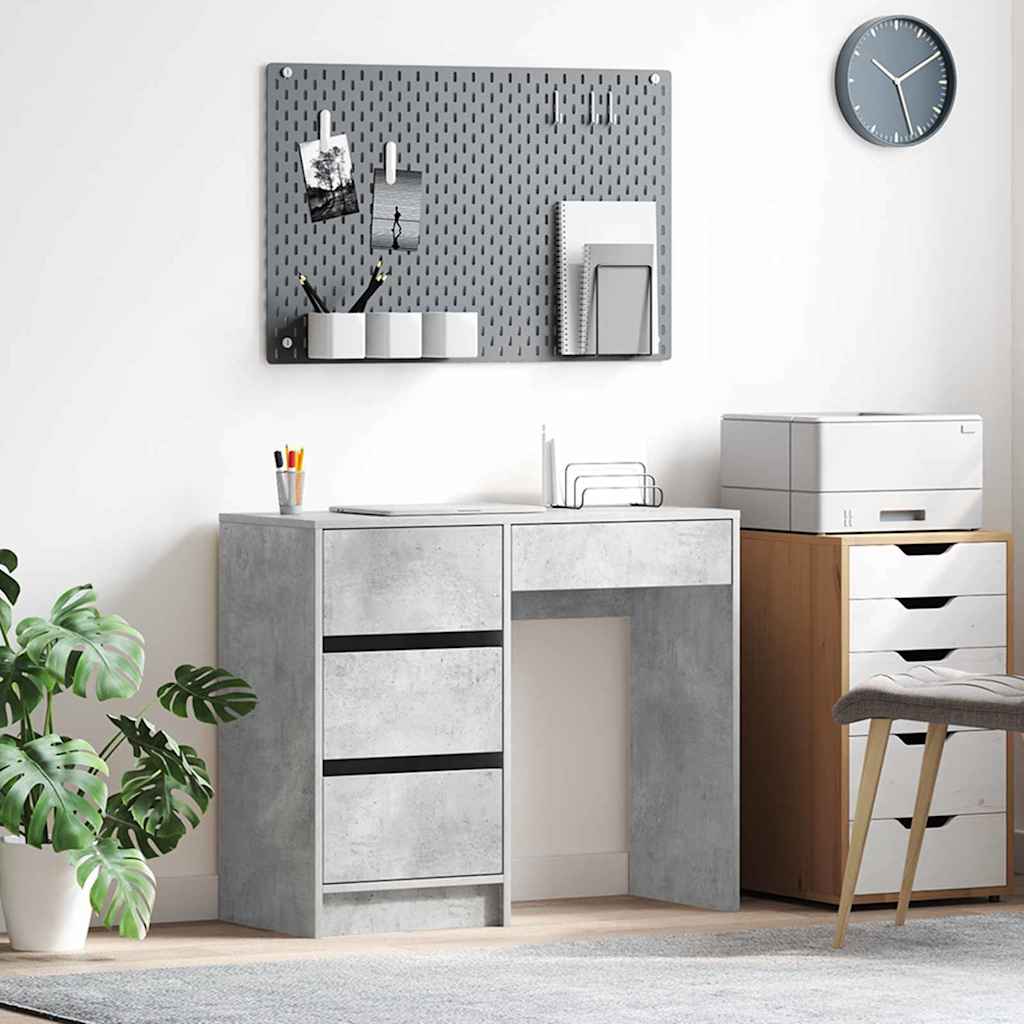 vidaXL Escritorio Gris Concreto 90 x 37.5 x 75 cm Madera de ingeniería
