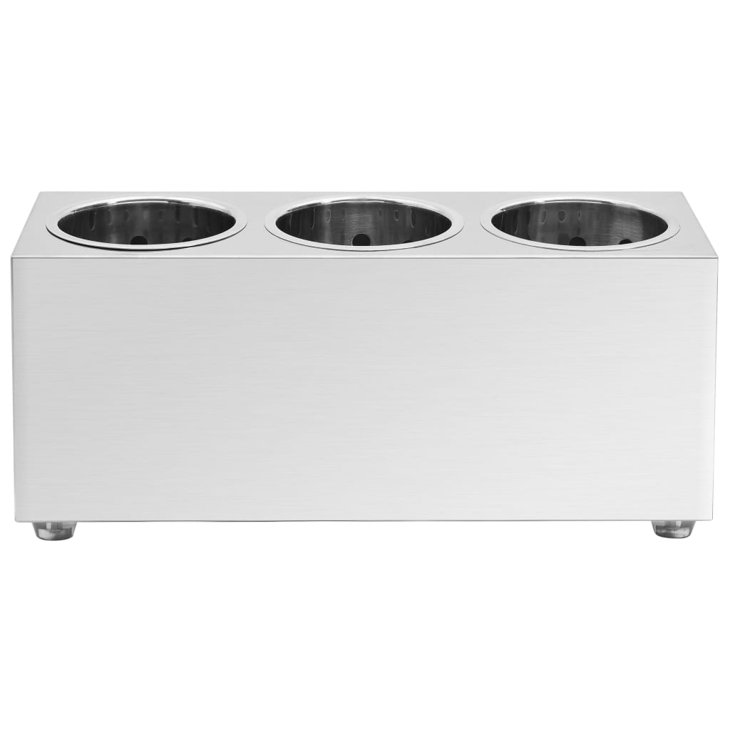 vidaXL Besteckbehälter 3 Fächer Rechteckig Edelstahl - Image 3