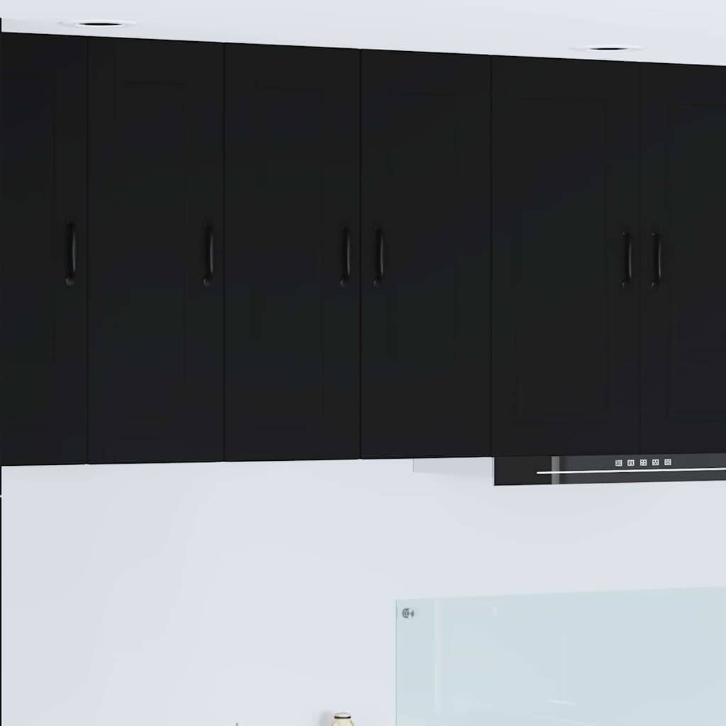 vidaXL Küchenwandschrank mit Tür Schwarz 30 x 31 x 80 cm Holzwerkstoff