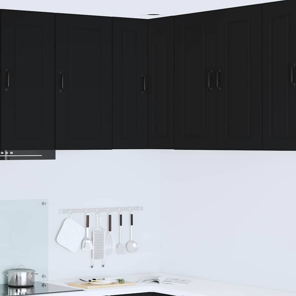 vidaXL Küchenwandschrank mit Tür Schwarz 57 x 57 x 80 cm Holzwerkstoff
