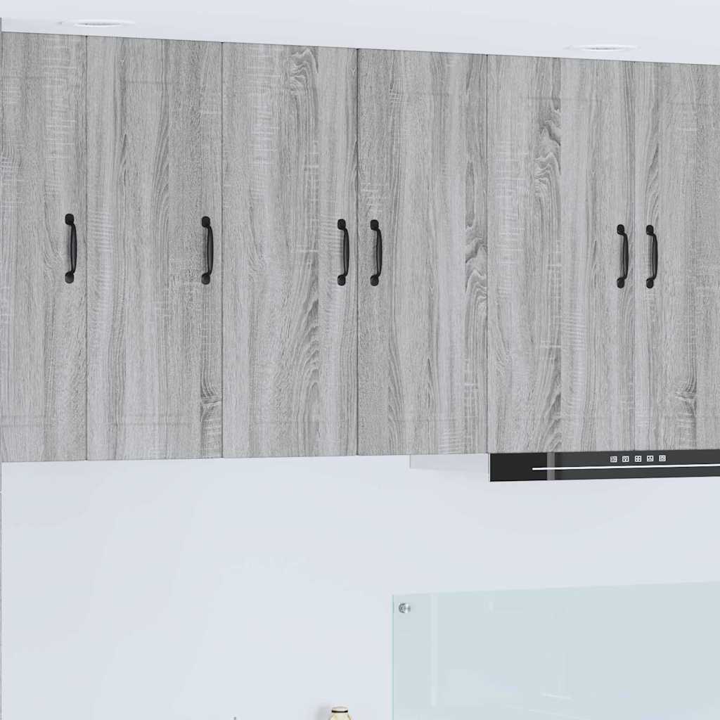 vidaXL Küchenwandschrank mit Regal 2 pcs Graues Sonoma 30 x 31 x 80 cm