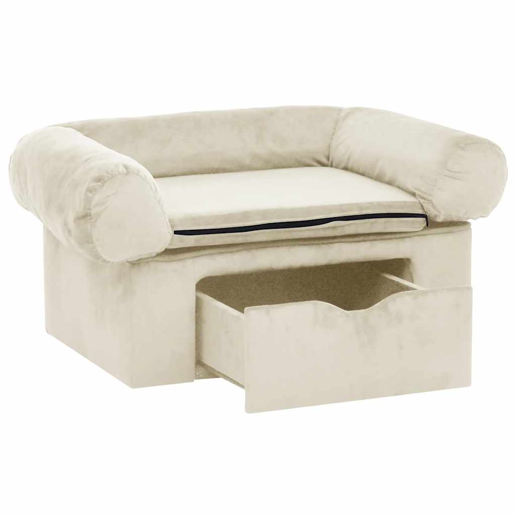 vidaXL Hundesofa mit Schublade Creme 75x50x38 cm Plüsch - Image 4