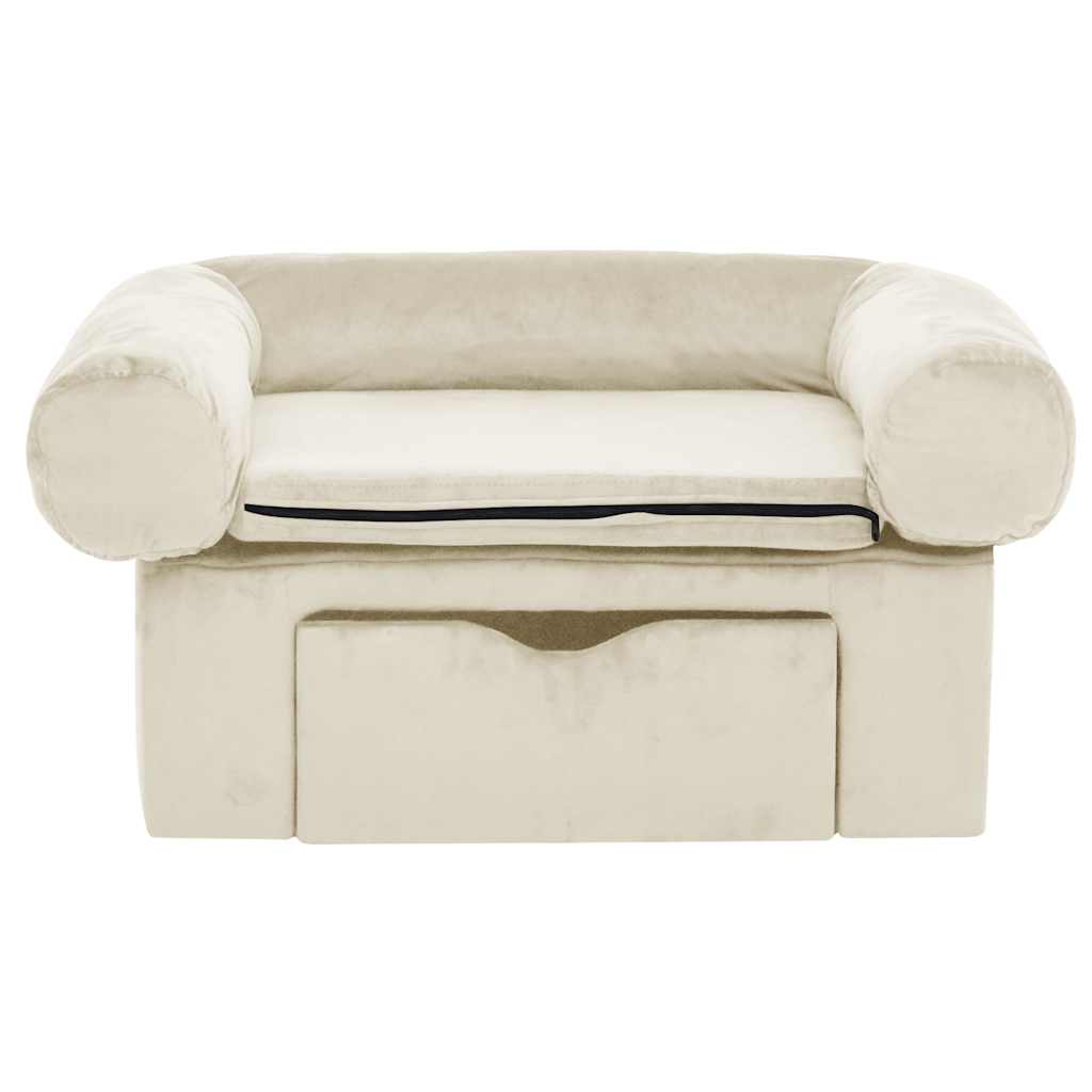 vidaXL Hundesofa mit Schublade Creme 75x50x38 cm Plüsch - Image 3