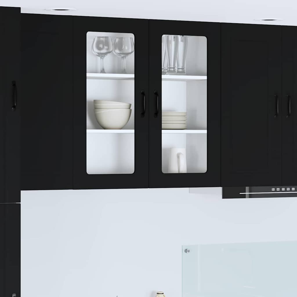 vidaXL Küchenwandschrank mit Tür Schwarz 80 x 31 x 80 cm Holzwerkstoff