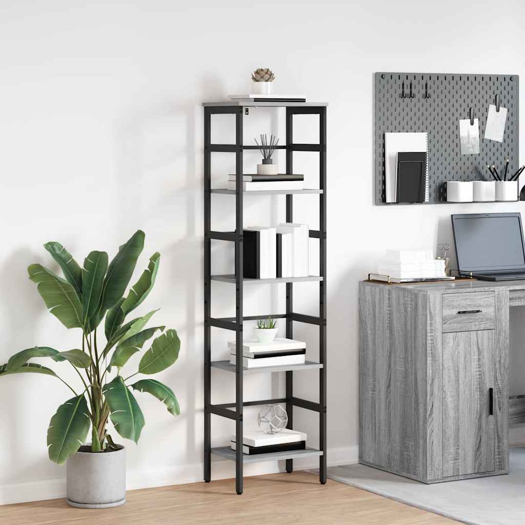 vidaXL Bücherregal Graues Sonoma 40 x 29,5 x 149 cm Holzwerkstoff
