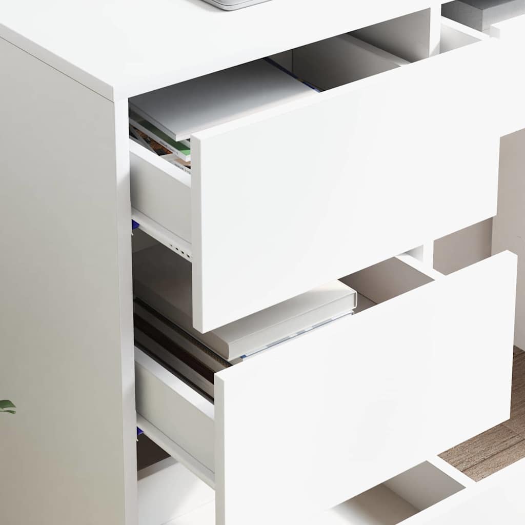 vidaXL Schreibtisch mit Speicher Weiß 90 x 37,5 x 75 cm Holzwerkstoff - Image 4