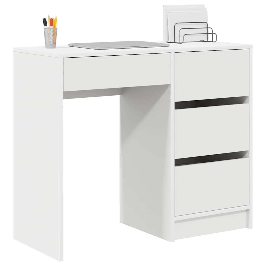 vidaXL Schreibtisch mit Speicher Weiß 90 x 37,5 x 75 cm Holzwerkstoff - Image 3