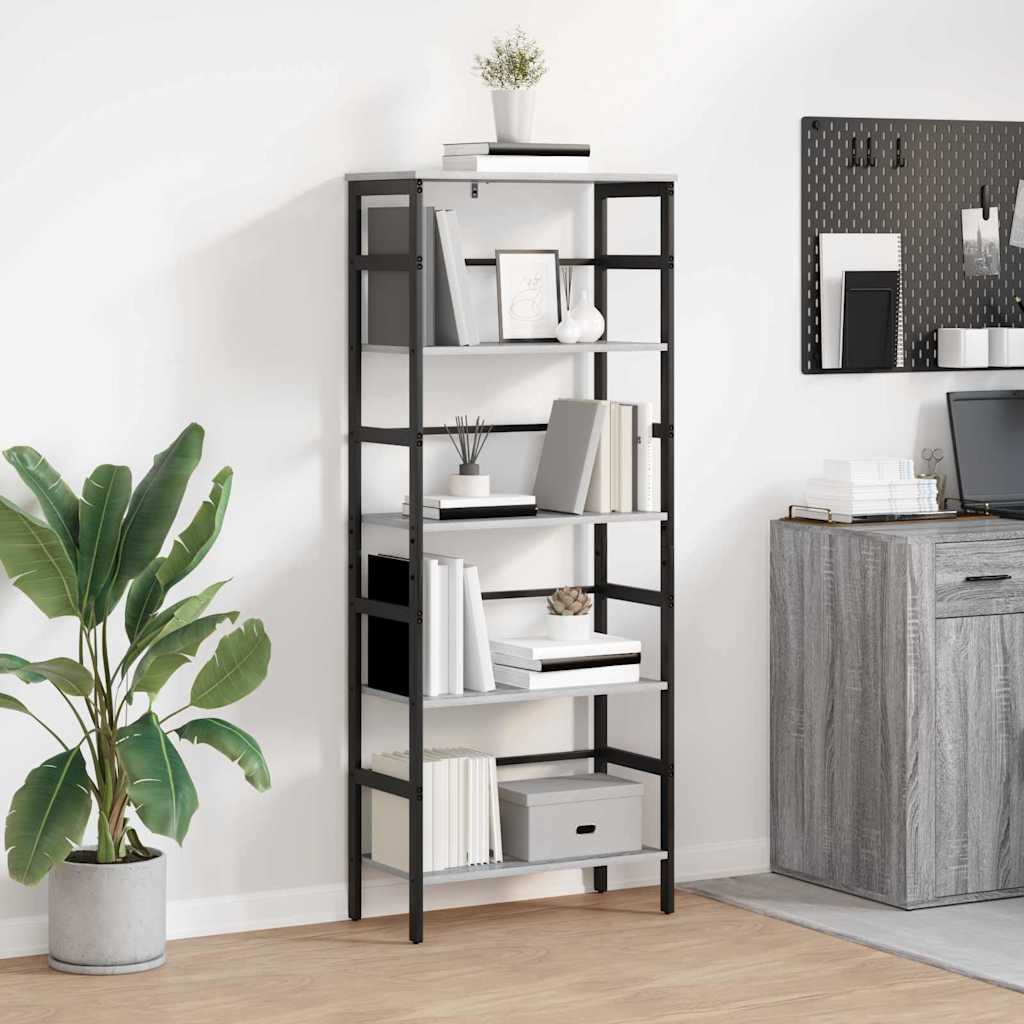 vidaXL Bücherregal Graues Sonoma 60 x 29,5 x 149 cm Holzwerkstoff
