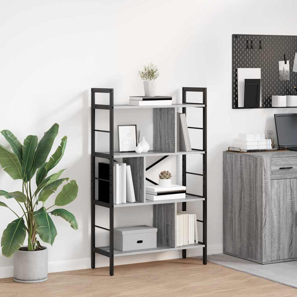 vidaXL Bücherregal Graues Sonoma 75 x 30 x 123,5 cm Holzwerkstoff