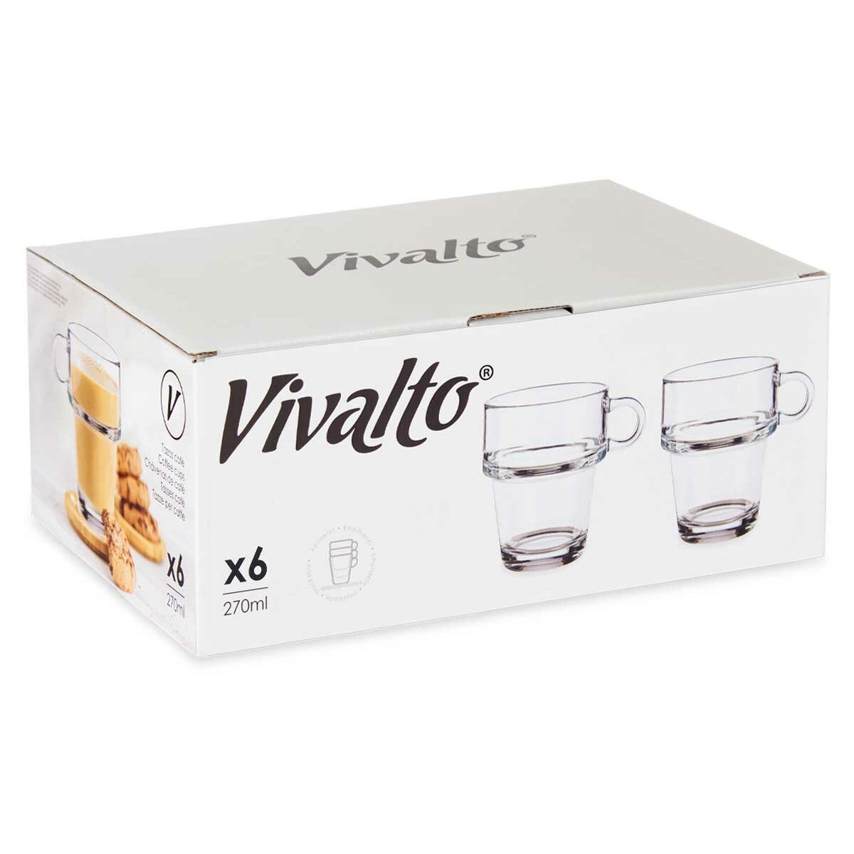 Tazza di caffè e tè Vivalto Trasparente Vetro 270 ml (6 Unità) - Image 4