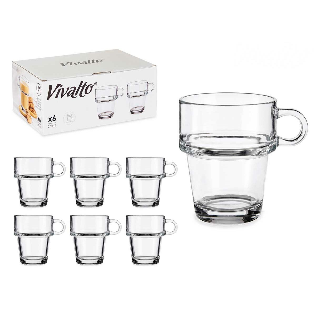 Tazza di caffè e tè Vivalto Trasparente Vetro 270 ml (6 Unità) - Image 3