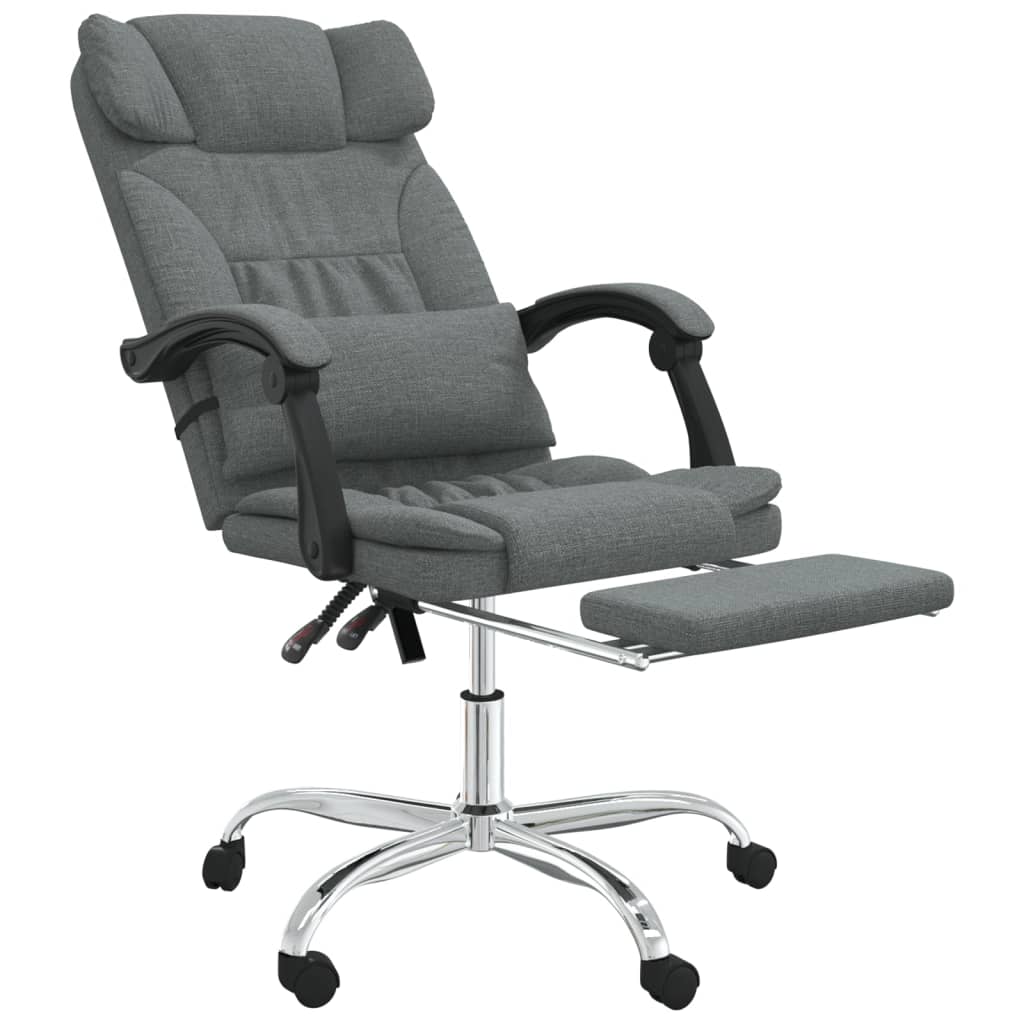 Sedia Da Ufficio Massaggio Reclinabile Grigio Scuro In Tessuto - Image 5