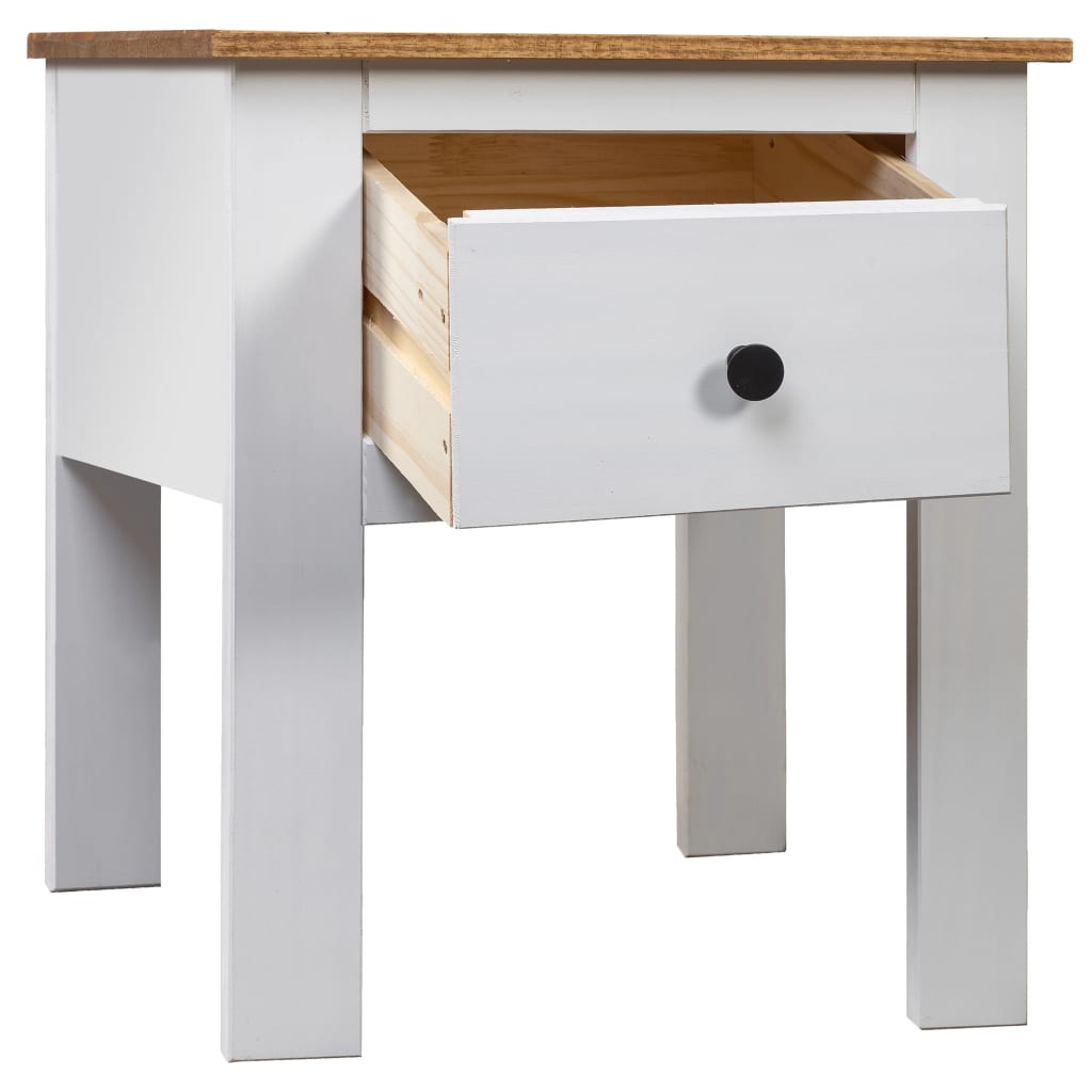 Comodino Bianco 46x40x57 Cm In Legno Di Pino Panama Range
