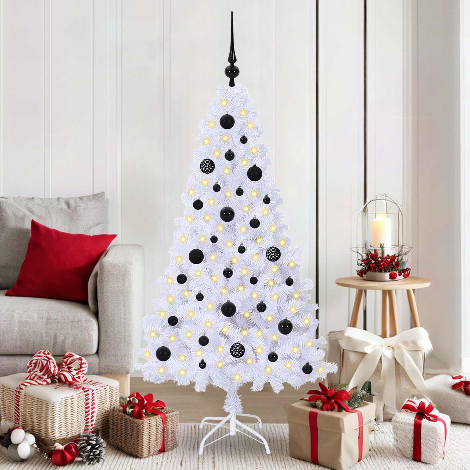 Albero Di Natale Artificiale Bianco 150 Cm Pvc E Acciaio