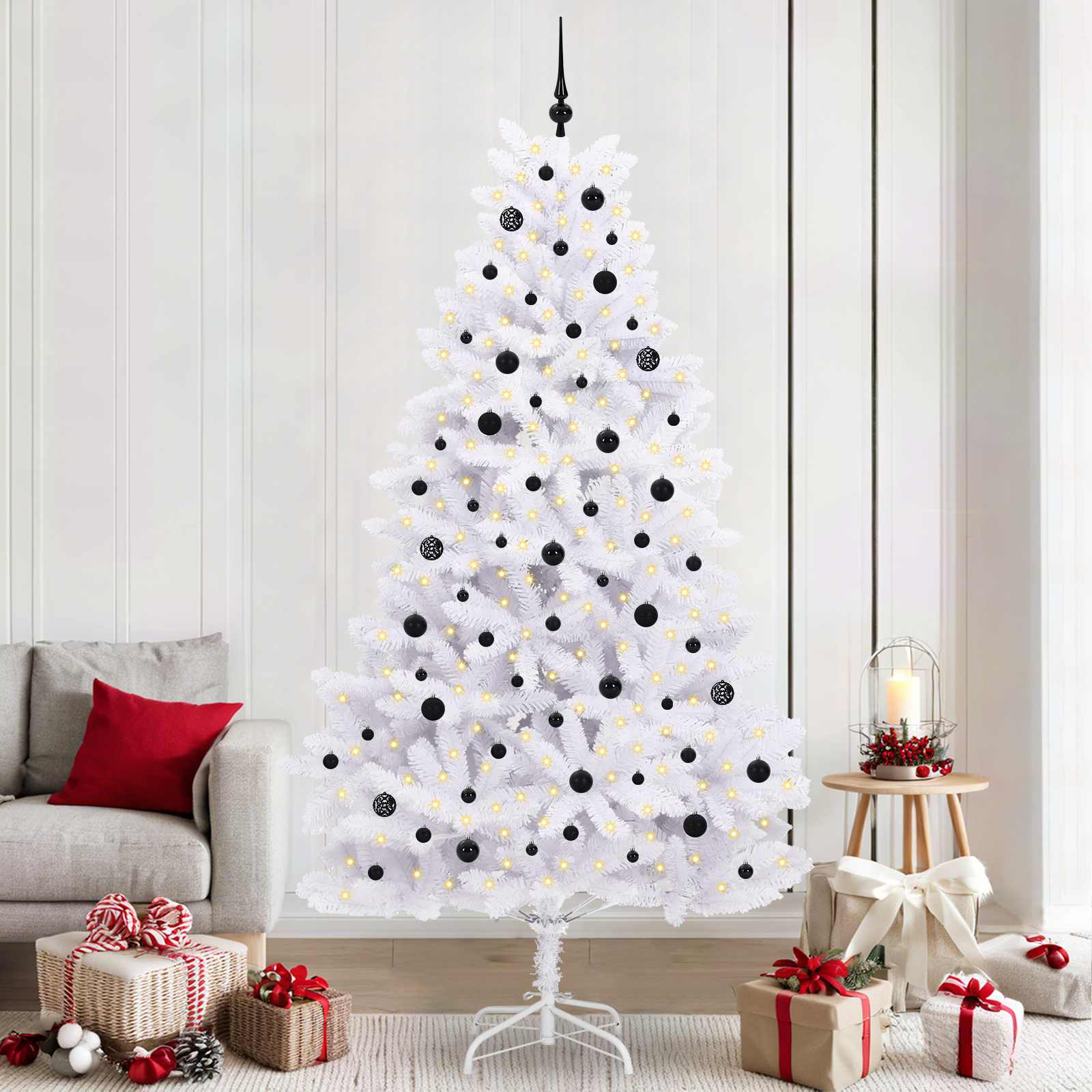 Albero Di Natale Artificiale Con Rami Pieghevoli Bianco 240 cm