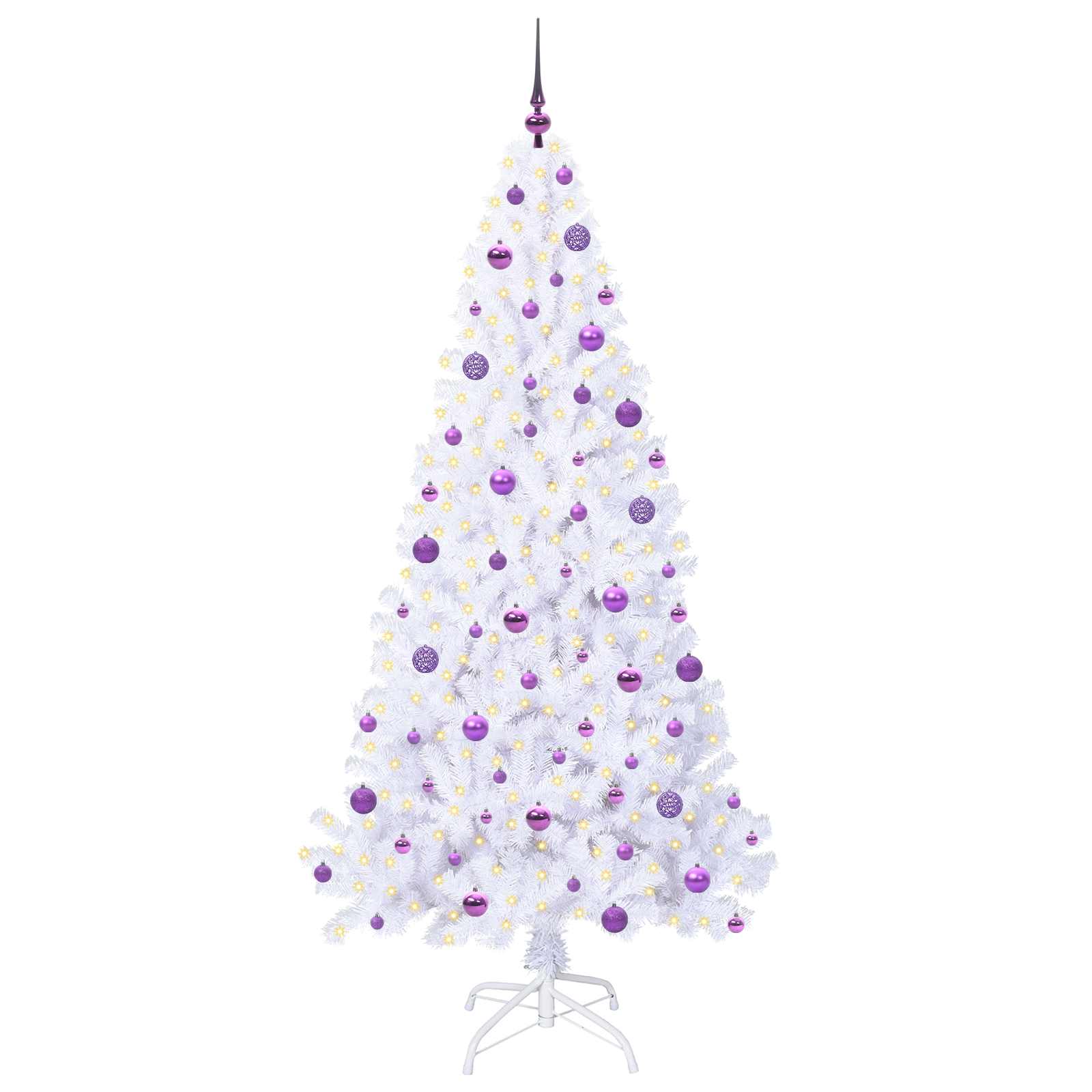 Albero Di Natale Artificiale Bianco 210 Cm Pvc E Acciaio - Image 3