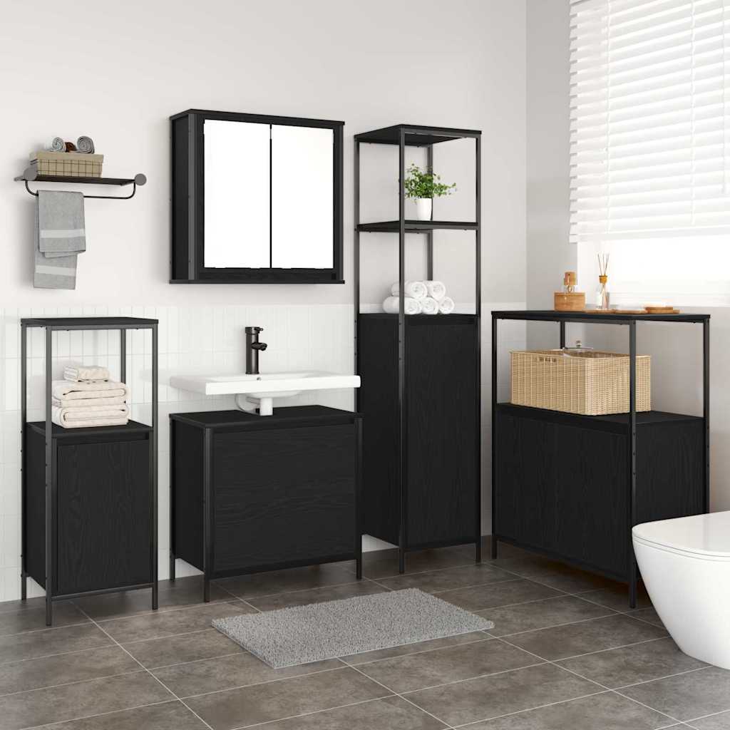 Set Di Mobili Per Il Bagno 5 Pcs Nero 76.5 X 35 X 95 cm
