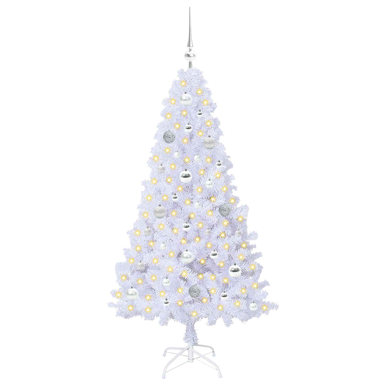 Albero Di Natale Artificiale Bianco 150 Cm Pvc E Acciaio - Image 3