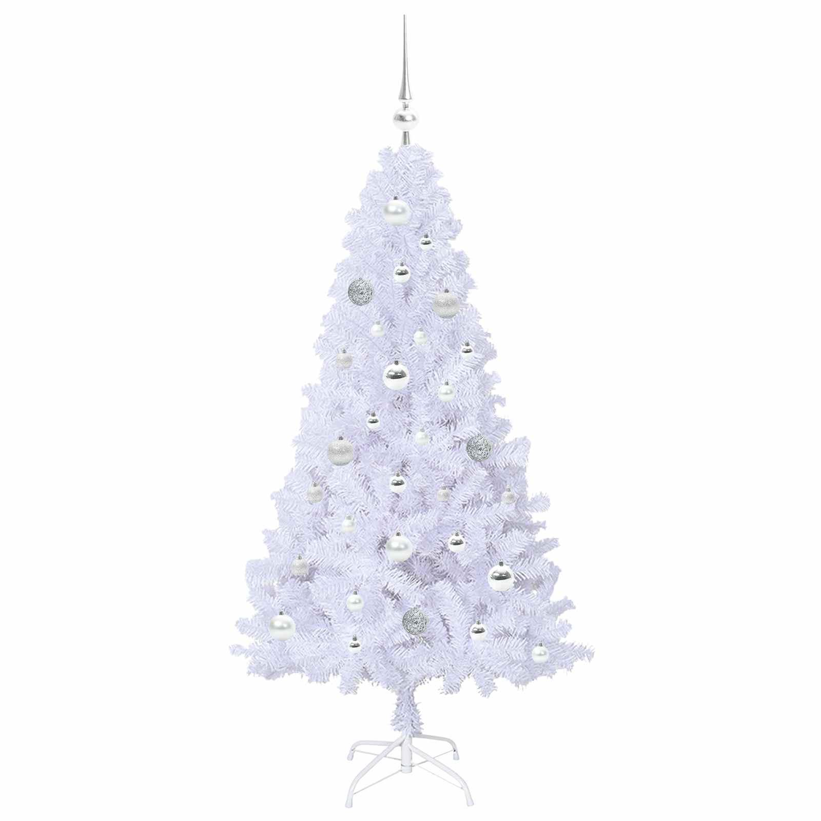 Albero Di Natale Artificiale Bianco 150 Cm Pvc E Acciaio - Image 4