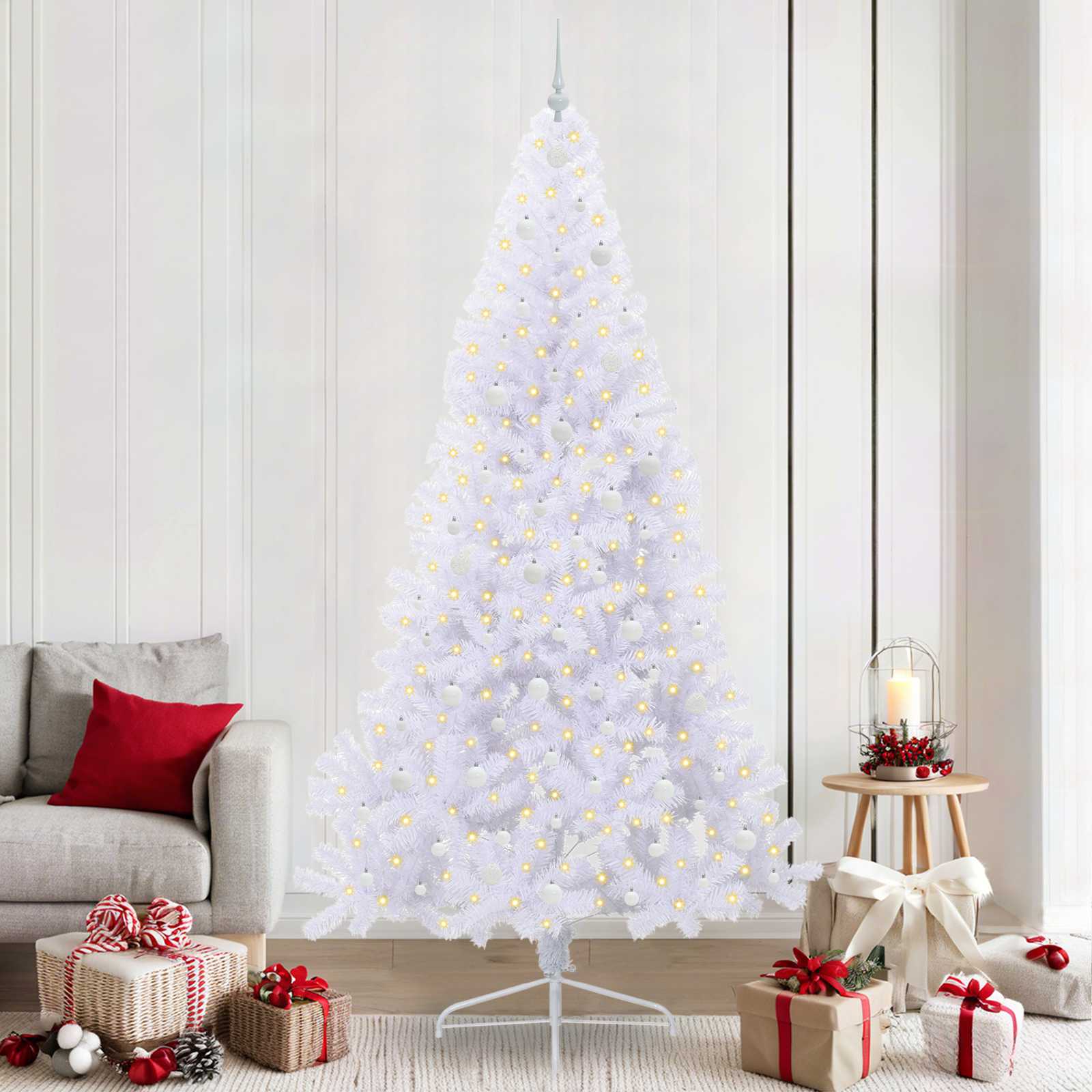 Albero Di Natale Artificiale Bianco 240 Cm Pvc E Acciaio