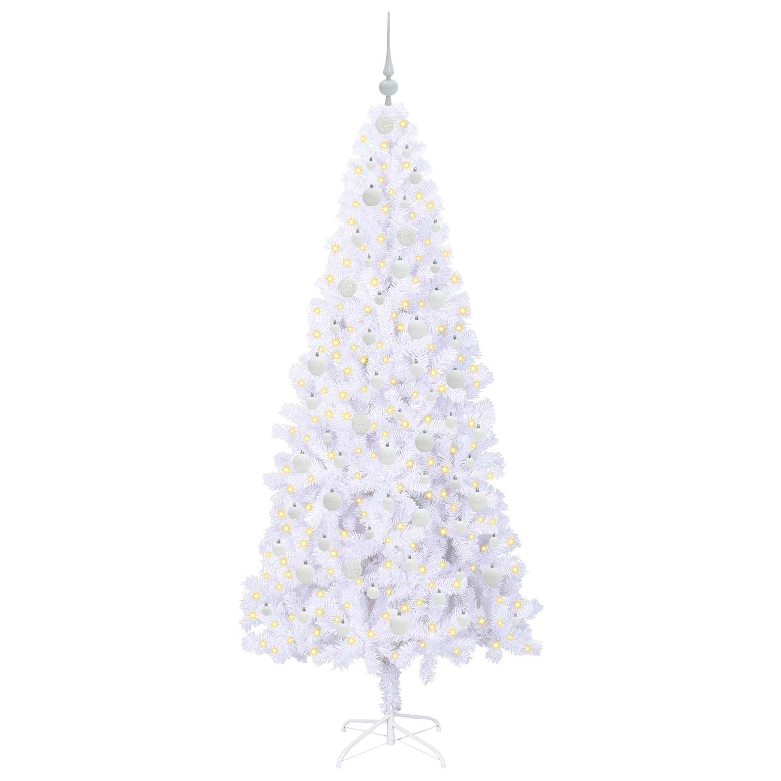 Albero Di Natale Artificiale Bianco 210 Cm Pvc E Acciaio - Image 3