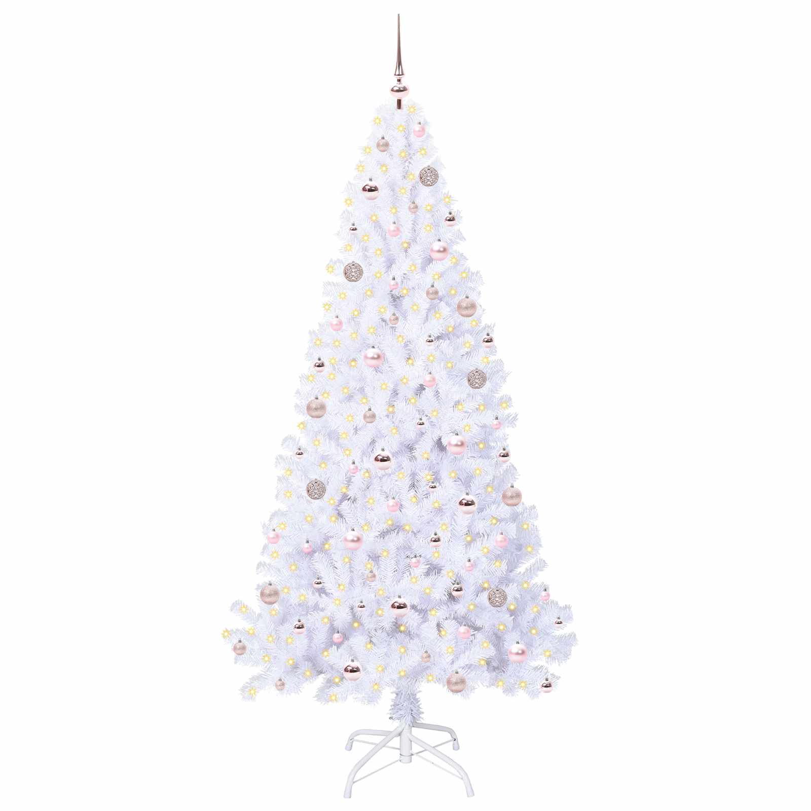 Albero Di Natale Artificiale Bianco 210 Cm Pvc E Acciaio - Image 3