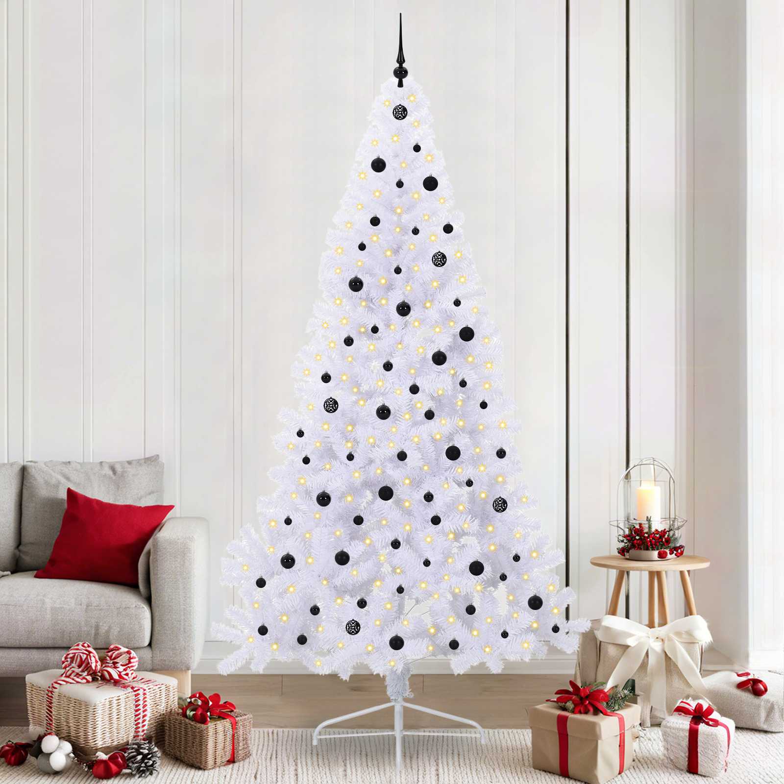 Albero Di Natale Artificiale Bianco 240 Cm Pvc E Acciaio