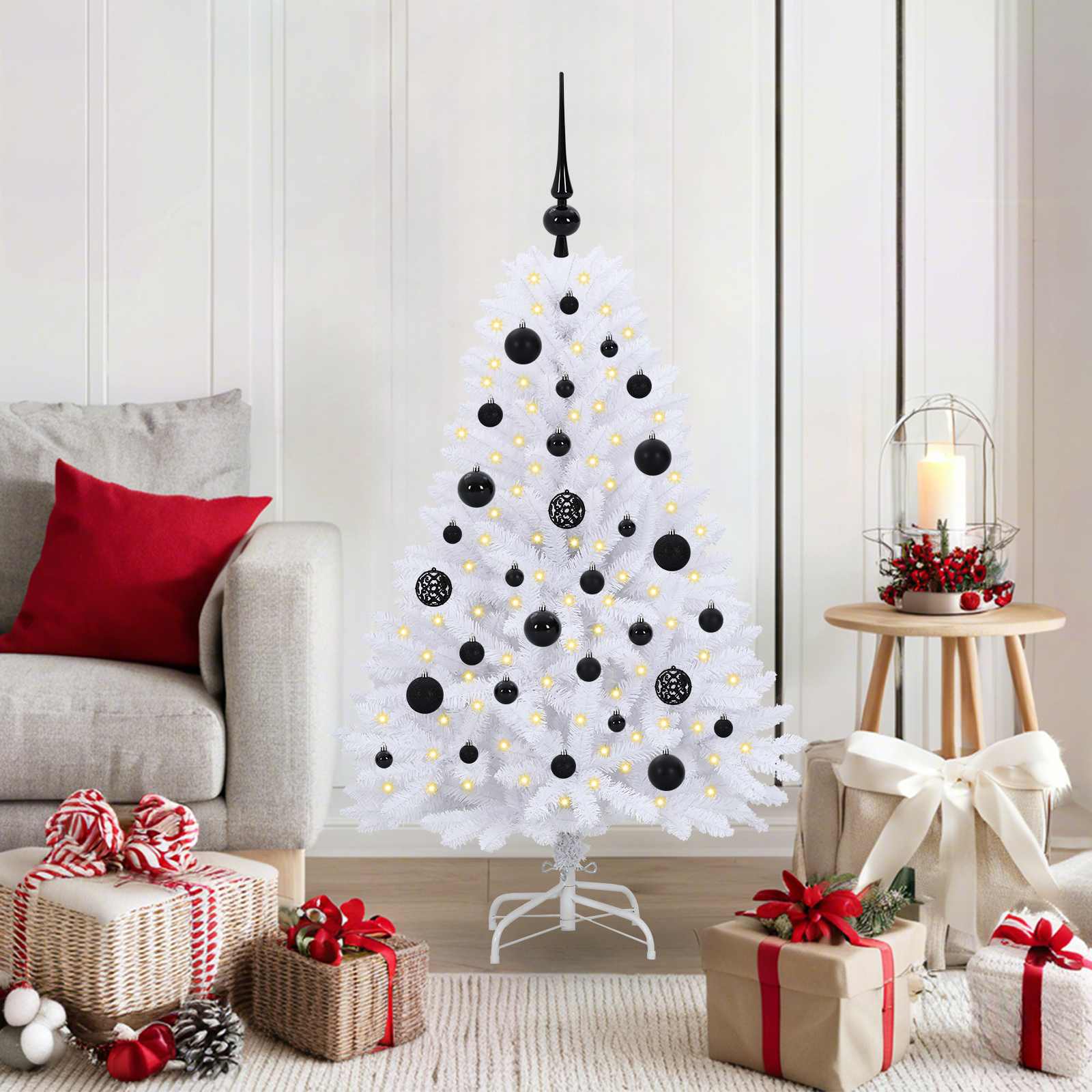 Albero Di Natale Artificiale Con Rami Pieghevoli Bianco 120 cm