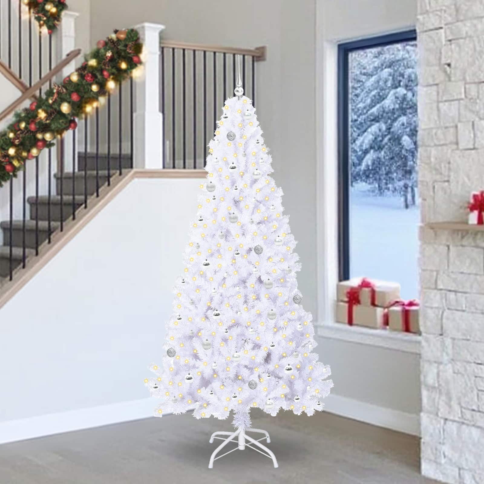 Albero Di Natale Artificiale Bianco 240 Cm Pvc E Acciaio