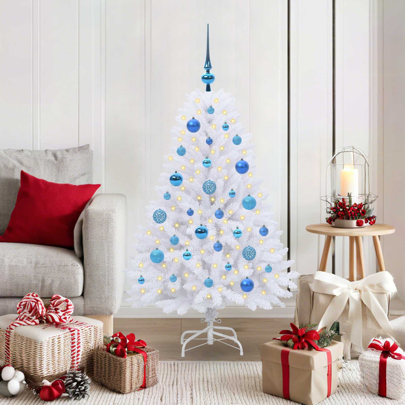 Albero Di Natale Artificiale Con Rami Pieghevoli Bianco 120 cm
