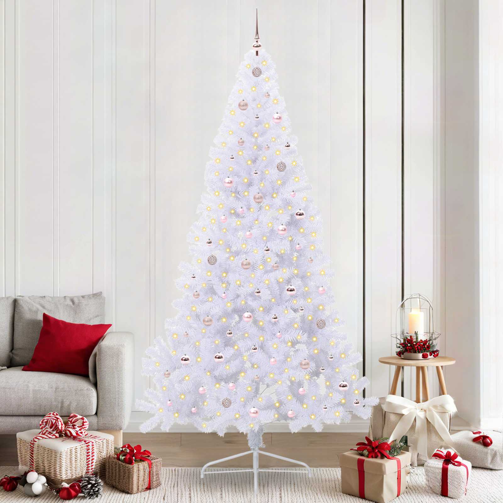Albero Di Natale Artificiale Bianco 240 Cm Pvc E Acciaio
