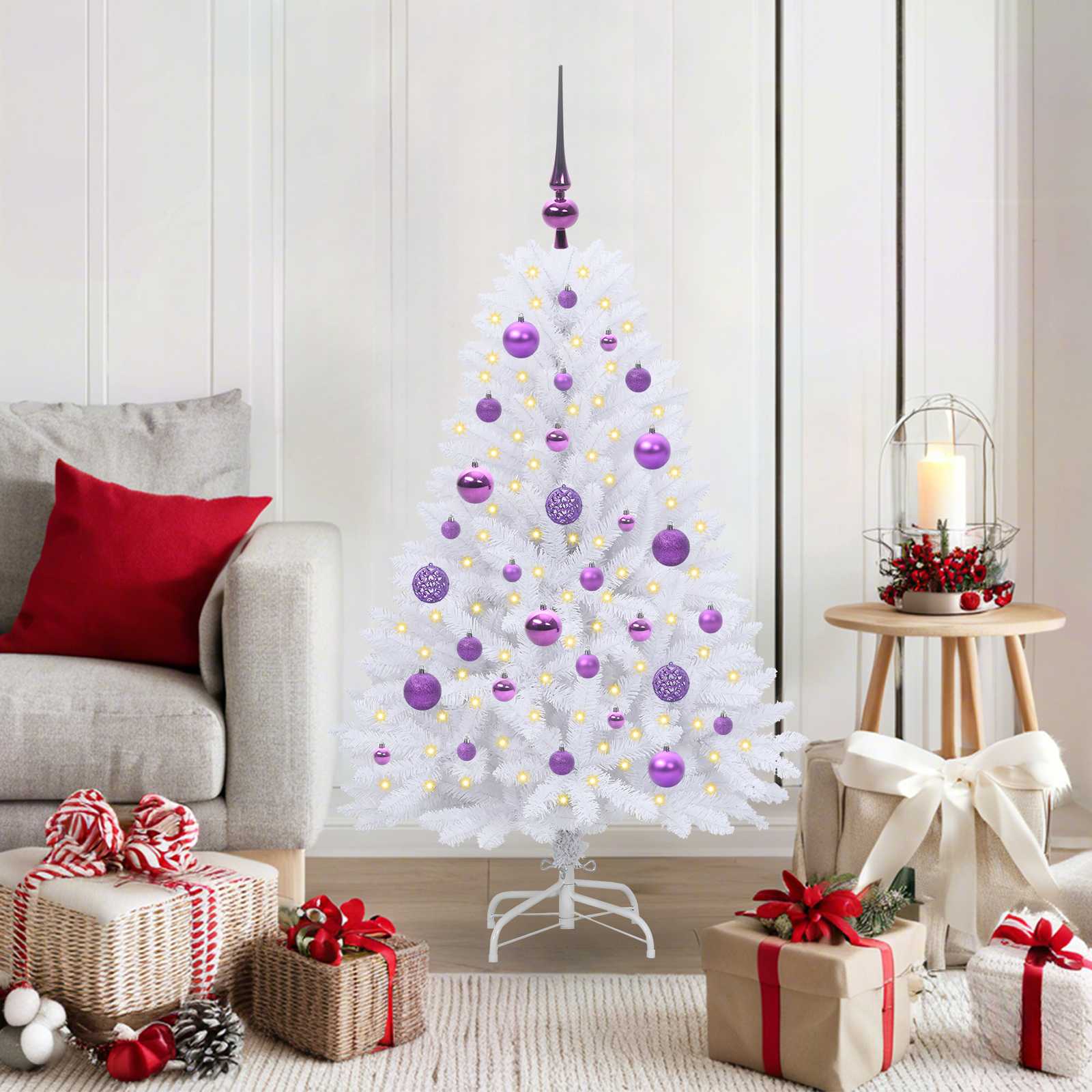 Albero Di Natale Artificiale Con Rami Pieghevoli Bianco 120 cm